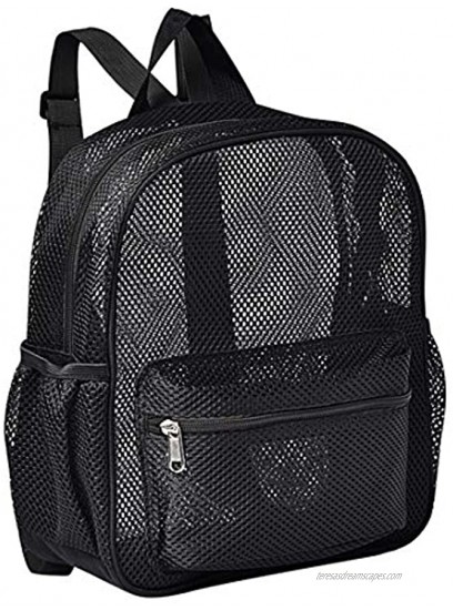 HTLCMMT Semi-Transparent Mesh Backpack Mini See Through Small Mesh Backpack for Commuting Beach Swimming Travel Outdoor Sports… Black