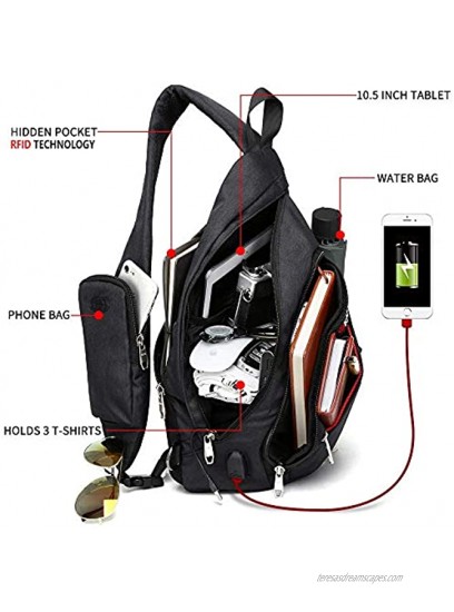 KAKA Sling Bag Crossbody Backpack Canvas Waterproof Daypack Casual Shoulder Bag