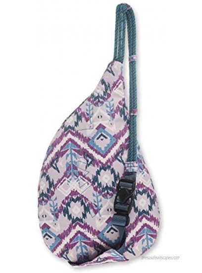 KAVU Mini Rope Sling Bag Polyester Crossbody Backpack Purple Ikat