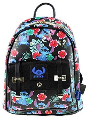 Lilo and Stitch Stitch and Angel 10" Faux Leather All Over Print Backpack 16013