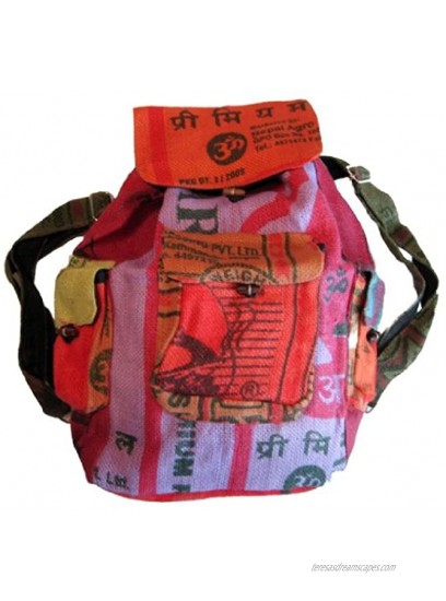 Lungta Recycled Jute Rice Bag Backpack Hand Made Nepal
