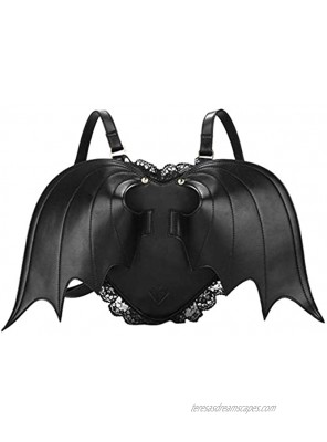 MakerFocus Batwing Backpack Novelty Black Bat Wings Backpack Wing Gothic Goth Punk Lace Lolita Bag