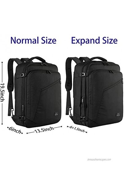 Matein Carry on Backpack Extra Large Travel Backpack Expandable Airplane Approved Weekender Bag for Men and Women Water Resistant Lightweight Daypack for Flight 40L Black