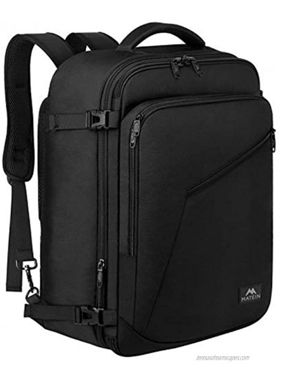 Matein Carry on Backpack Extra Large Travel Backpack Expandable Airplane Approved Weekender Bag for Men and Women Water Resistant Lightweight Daypack for Flight 40L Black