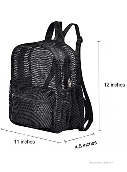 Mini Mesh Backpack See Through Mesh Backpack Small for Commuting Swimming Travel Beach Outdoor Sports Black