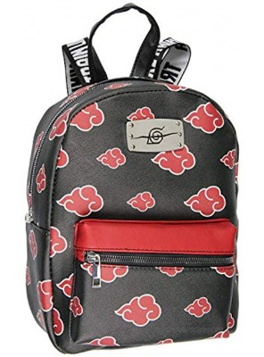 Naruto Akatsuki Sasuke Red Cloud Anti Leaf Faux Saffiano Leather Mini Backpack Bag