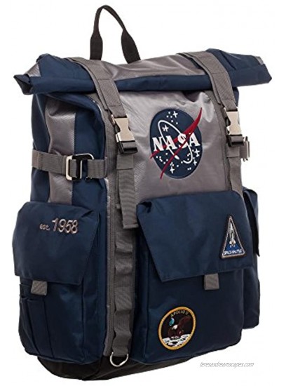 NASA Roll-Top Backpack Blue and Grey Backpack