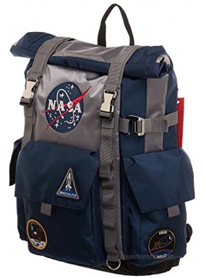 NASA Roll-Top Backpack Blue and Grey Backpack