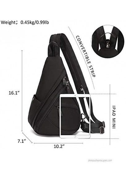 Nylon Sling Bag Small Crossbody Backpack Shoulder Casual Daypack Multipurpose Rucksack for Men Women