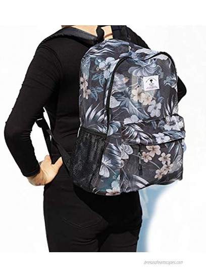 Original Print Mesh Backpack Semi-Transparent Sackpack See Through Beach Bag Daypack Multi-Purpose Women Men Unisex