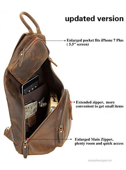 Polare Full Grain Leather Sling Bag For Men Outdoor Travel Shoulder Chest Daypack Updated Version