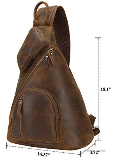 Polare Full Grain Leather Sling Bag For Men Outdoor Travel Shoulder Chest Daypack Updated Version