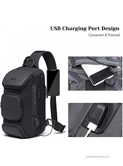 Sling Bag Shoulder Crossbody Sling Backpack with USB Charging Port Waterproof Travel Hiking Outdoor Chest Daypack