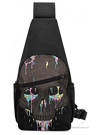 Sugar Horror Skull Printed Sling Backpack,Travel Hiking Shoulder Bag Men's Casual Chest Bag
