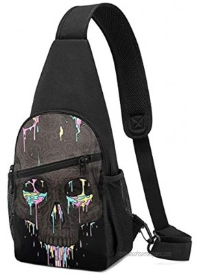 Sugar Horror Skull Printed Sling Backpack,Travel Hiking Shoulder Bag Men's Casual Chest Bag