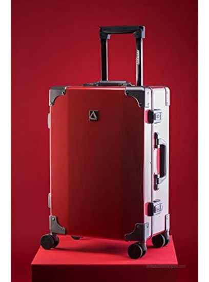 Andiamo Classico Suitcase with Built-in TSA Lock Zipperless 20 Inch Hardside Carry On Bag- Lightweight ABS+PC Luggage With 8-Rolling Spinner Wheels Red Ruby