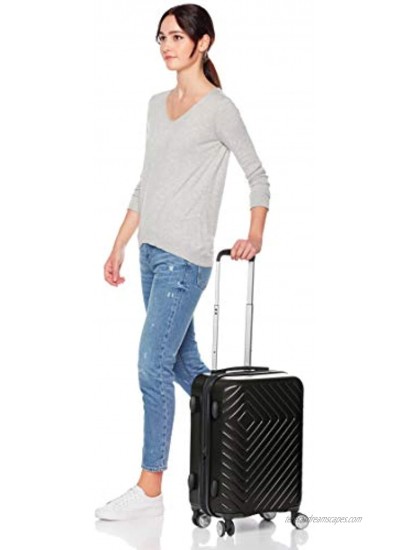 Basics Geometric Travel Luggage Expandable Suitcase Spinner with Wheels and Built-In TSA Lock 21.7-Inch Black