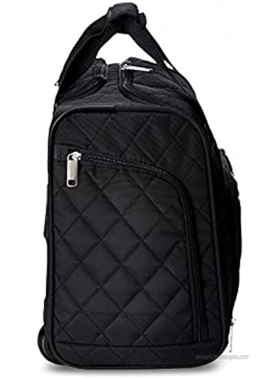 Basics Underseat Carry-On Rolling Travel Luggage Bag 14 Inches Black Quilted