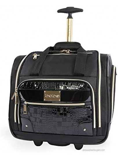 BEBE Women's Danielle-Wheeled Under The Seat Carry On Bag Black Croc One Size