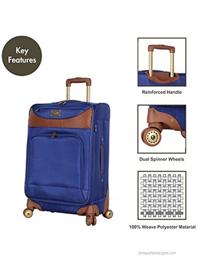 Caribbean Joe Designer Luggage Collection Expandable 24 Inch Softside Bag Durable Mid-sized Lightweight Checked Suitcase with 4-Rolling Spinner Wheels Royal Blue