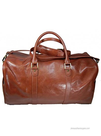 Castello Italian Top Grain Leather 19- inch Duffel Bag Cognac