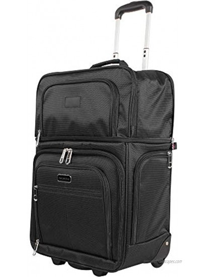 Ciao Designer 15 Inch Carry On Weekender Overnight Business Travel Luggage- Convertible 2- Spinner Wheels Suitcase Expandable Rolling Under Seat Bag Black