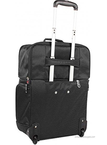 Ciao Designer 15 Inch Carry On Weekender Overnight Business Travel Luggage- Convertible 2- Spinner Wheels Suitcase Expandable Rolling Under Seat Bag Black