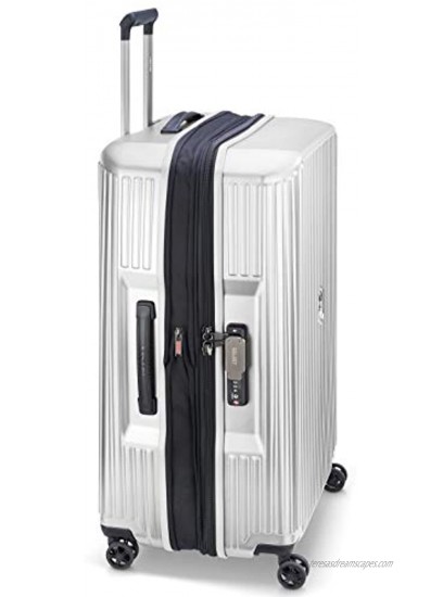 DELSEY Paris Securitime Expandable Luggage with Spinner Wheels Silver Checked-Large 29 Inch