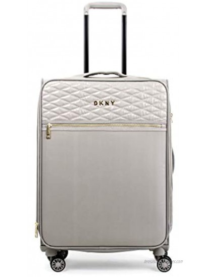 DKNY Quilted Expandable Softside Spinner Luggage Clay 25 Inch