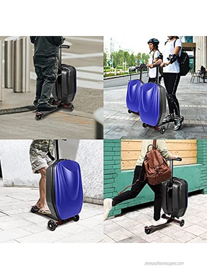EC Homelife 20 Scooter Luggage Foldable Carry on Suitcase for Adults Ride-on Trolley Case for Travel Airport Business School Blue