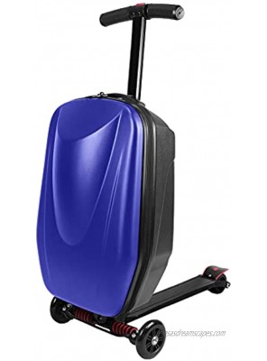 EC Homelife 20" Scooter Luggage Foldable Carry on Suitcase for Adults Ride-on Trolley Case for Travel Airport Business School Blue