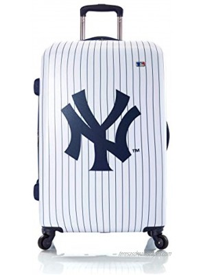 Heys America New York Yankees Officially Licensed Expandable Spinner Luggage White 26-Inch