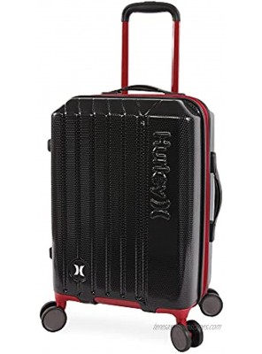Hurley Swiper Hardside Spinner Carry On Luggage 21" Black Red