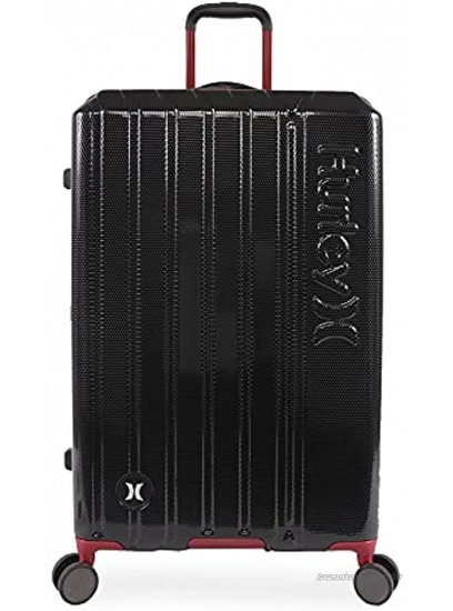Hurley Swiper Hardside Spinner Luggage Black Red Checked-Large 29-Inch