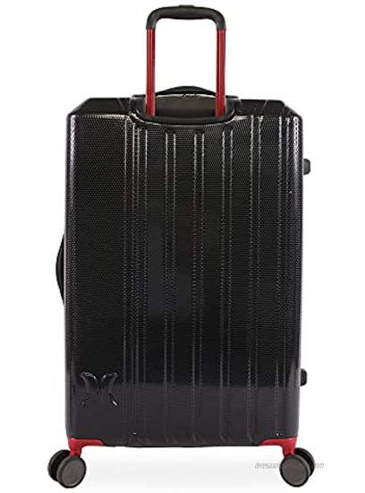 Hurley Swiper Hardside Spinner Luggage Black Red Checked-Large 29-Inch