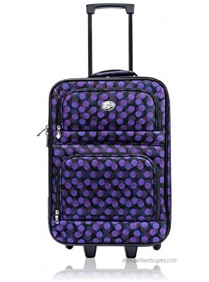 Jetstream Lightweight Luggage with Softside Carry On Suitcase Purple Dots 18 Inch
