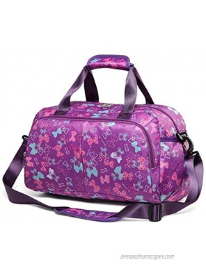 Kids Small Gym Duffle Bag for Women Girls Carry On Overnight Duffel Travel Bag for Weekend Camping Butterfly,Purple