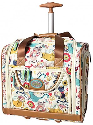 Lily Bloom Designer 15 Inch Carry On Weekender Overnight Business Travel Luggage Lightweight 2- Rolling Wheels Suitcase Under Seat Rolling Bag for Women Furry Friend