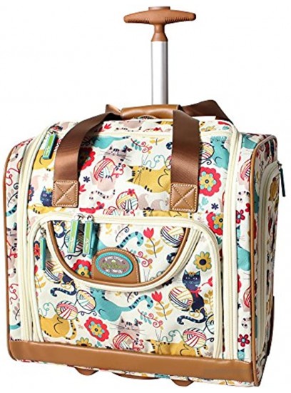 Lily Bloom Designer 15 Inch Carry On Weekender Overnight Business Travel Luggage Lightweight 2- Rolling Wheels Suitcase Under Seat Rolling Bag for Women Furry Friend