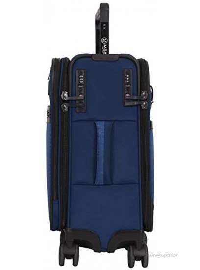 M&A Dual Opening Wide Trolley Hardside Luggage Navy Blue Carry-On 22-Inch
