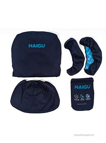 Maigu Pro Airplane Travel Washable Seat Cover Kit Double Layer Protection Comfortable Cotton for Seat Handles and Trey Table Fits Airplanes Economy & Business Class Trains Buses One Unit