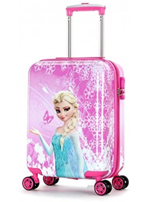 MOREFUN 19 Inch Kids Carry on Luggage Hard Side Shell Spinner Suitcase Rolling Wheels for Travel pink princess
