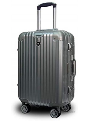 MYGOFLIGHT Aviator Pro Fusion 24 Luggage in Silver – Hardside 360 Degree Wheeled Spinner Cabin-sized Suitcase with Aluminum Frame and Telescoping Handle Polycarbonate Shell and TSA Approved Locking System