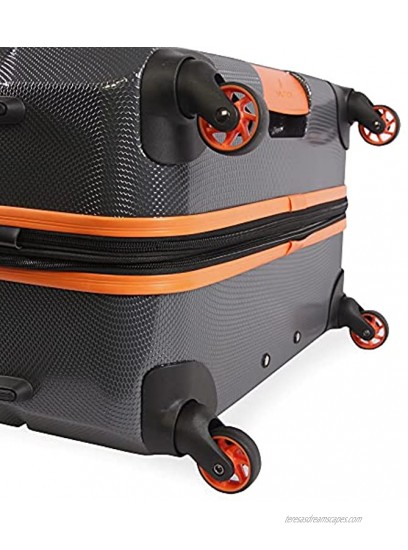 NAUTICA Quest Hardside Spinner Luggage Grey Orange Checked-Large 29-Inch