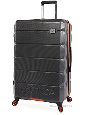 NAUTICA Quest Hardside Spinner Luggage Grey Orange Checked-Large 29-Inch