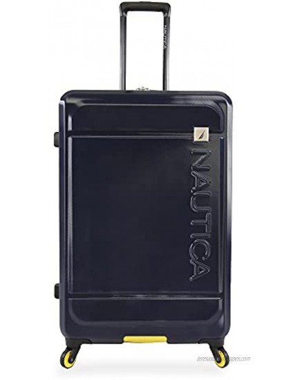 NAUTICA Roadie Hardside Spinner Check in Luggage 29 Navy Yellow Large Inch