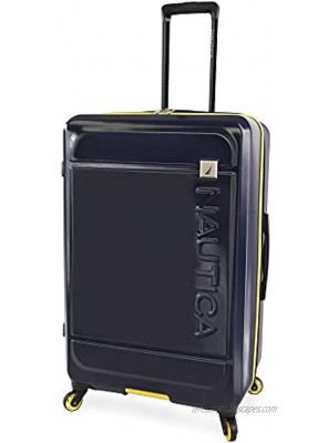 NAUTICA Roadie Hardside Spinner Check in Luggage 29" Navy Yellow Large Inch