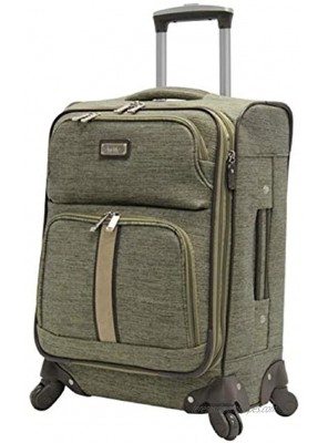 Nicole Miller New York Cameron Luggage Collection Designer Lightweight Softside Expandable Suitcase- 20 Inch Carry On Bag with 4-Rolling Spinner Wheels Cameron Green