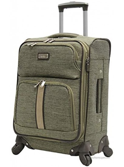 Nicole Miller New York Cameron Luggage Collection Designer Lightweight Softside Expandable Suitcase- 20 Inch Carry On Bag with 4-Rolling Spinner Wheels Cameron Green
