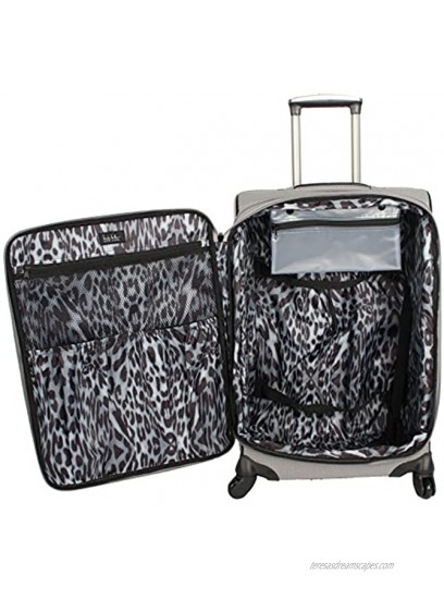 Nicole Miller New York Coralie Collection 20 Carry On Expandable Upright Luggage Spinner 20 in Coralie Grey